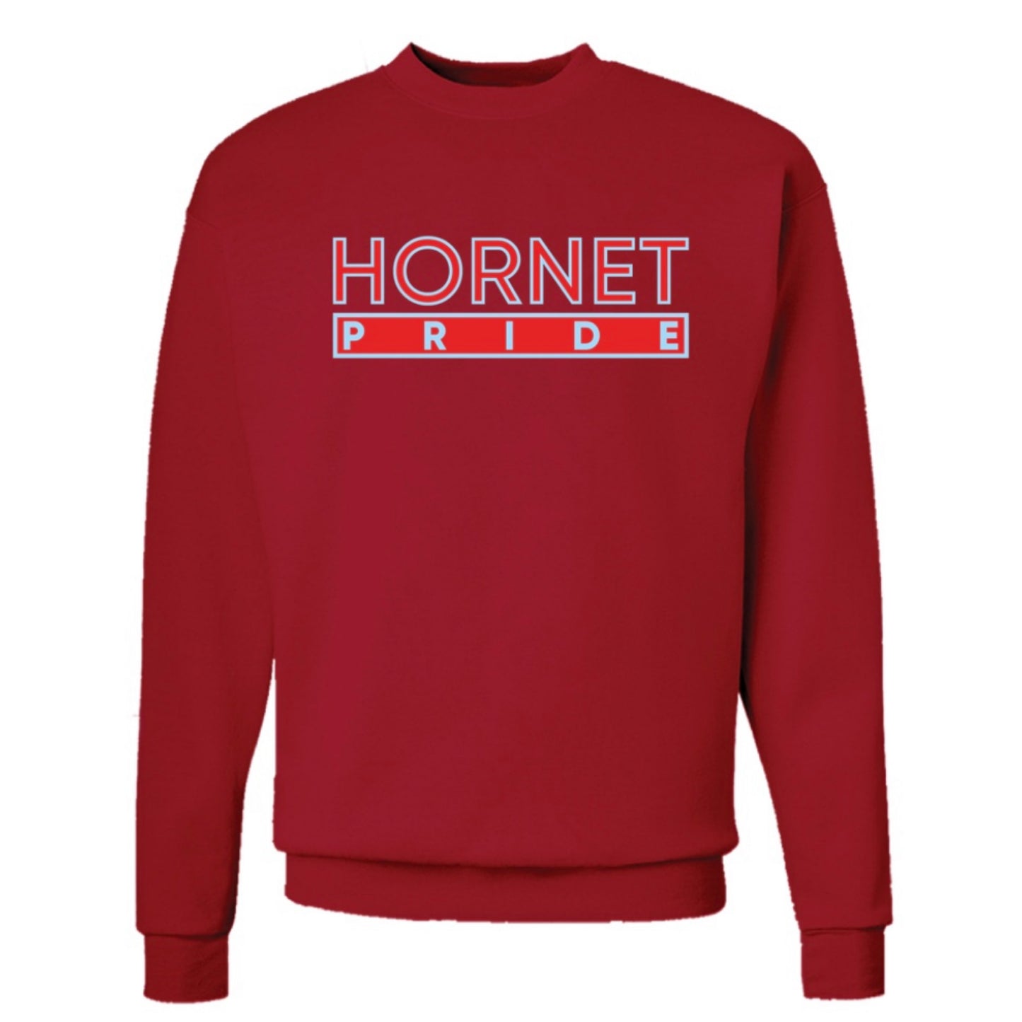 The “Hornet Pride” Hoodie/Crew in Red/Columbia Blue (DE)