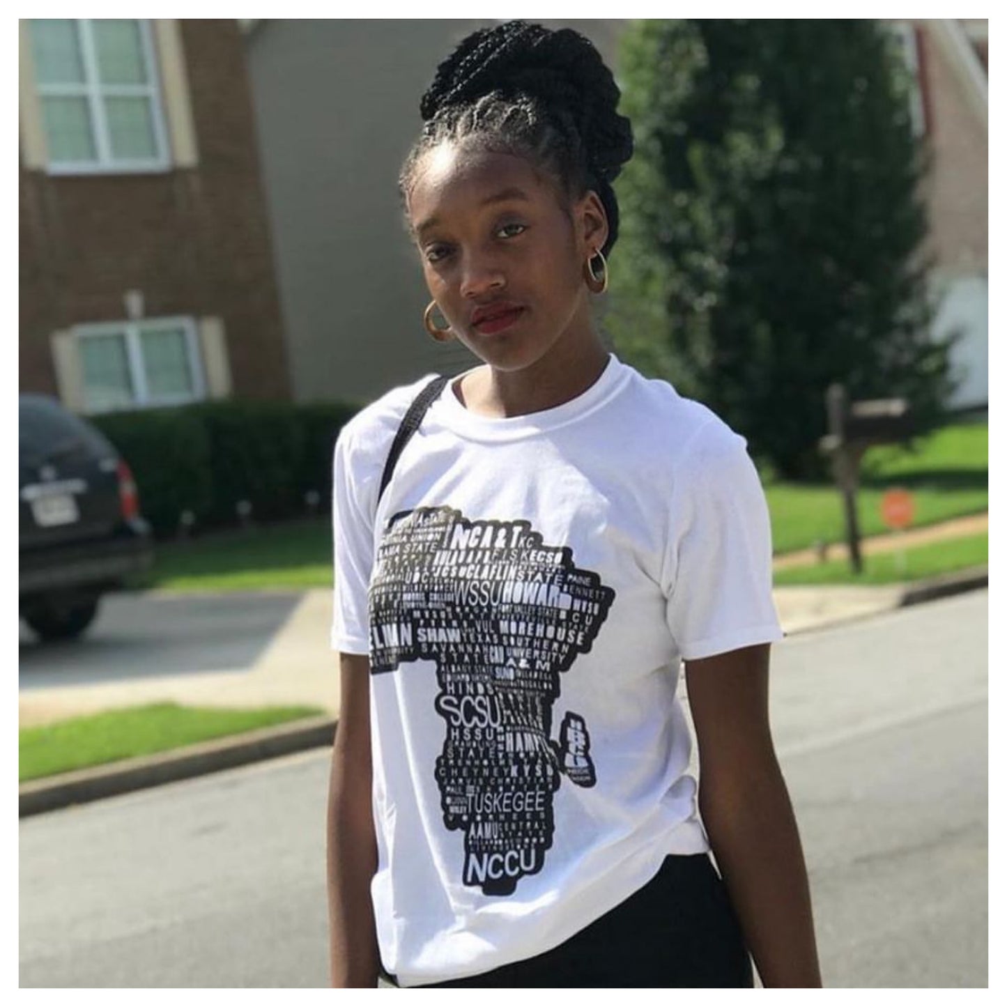 The "Diaspora" HBCU Tee in White and Black #instock