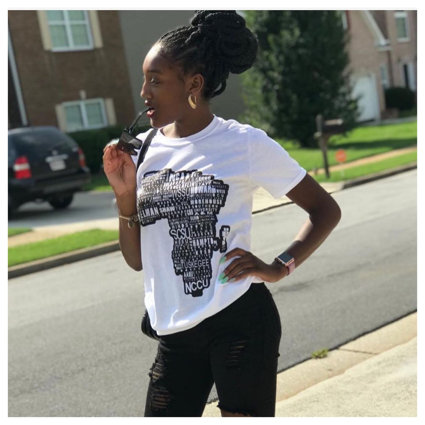 The "Diaspora" HBCU Tee in White and Black #instock