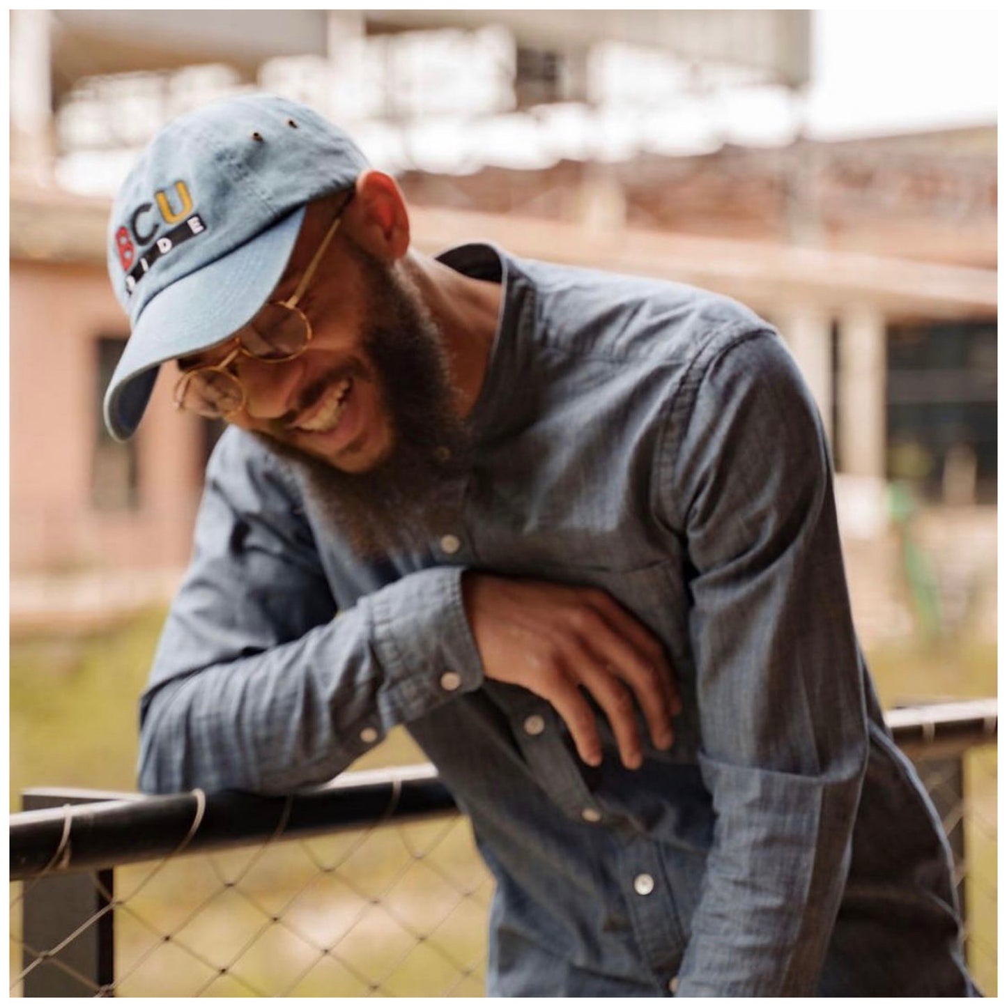 The "90's Vibe" HBCU Pride Banner Dad Hat in Denim