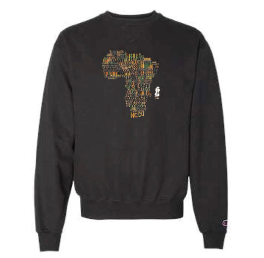 The “Diaspora” Crewneck Sweater in Black and Kente