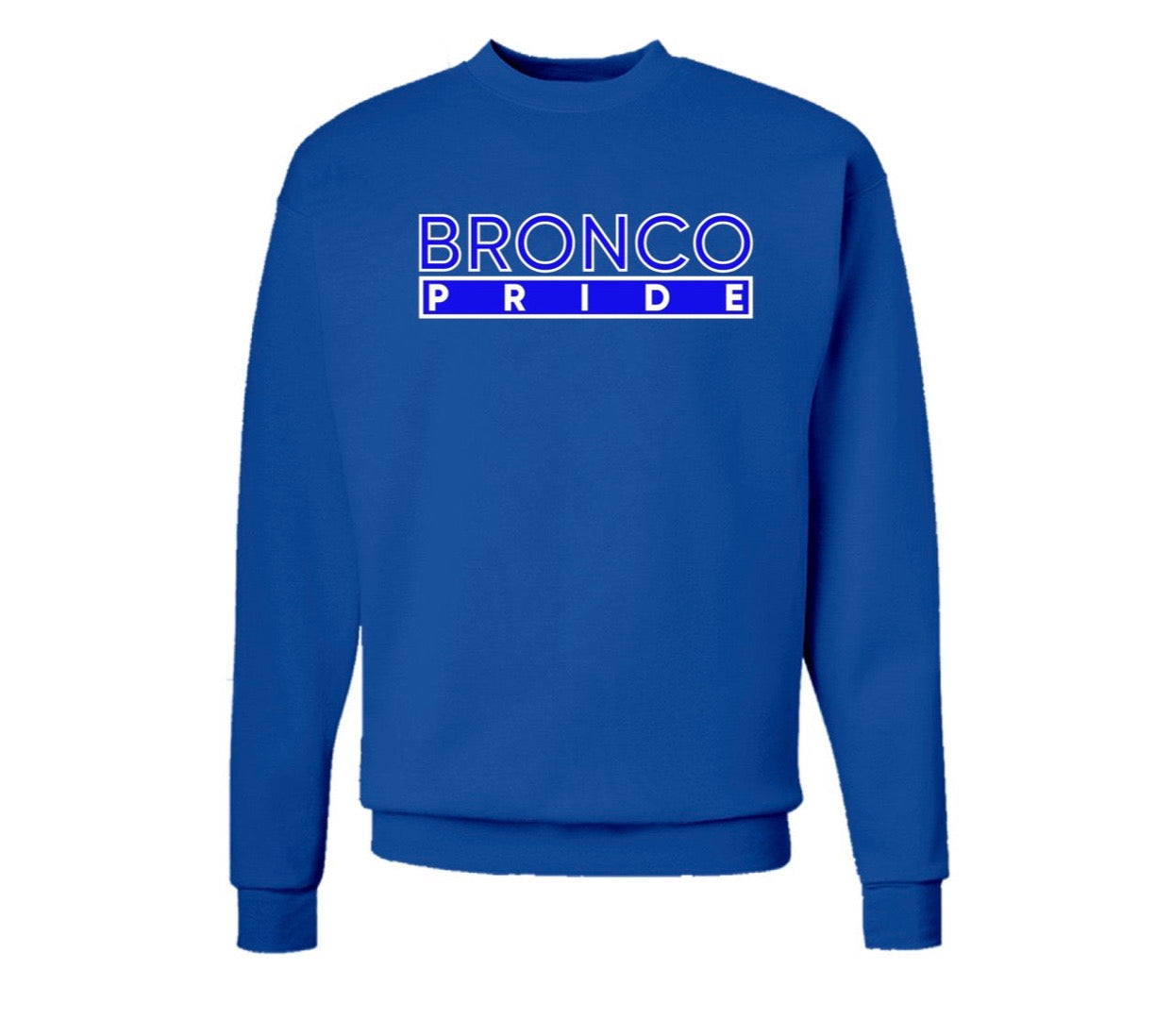 The “Bronco Pride” Hoodie/Crew in Royal Blue/White (NC)