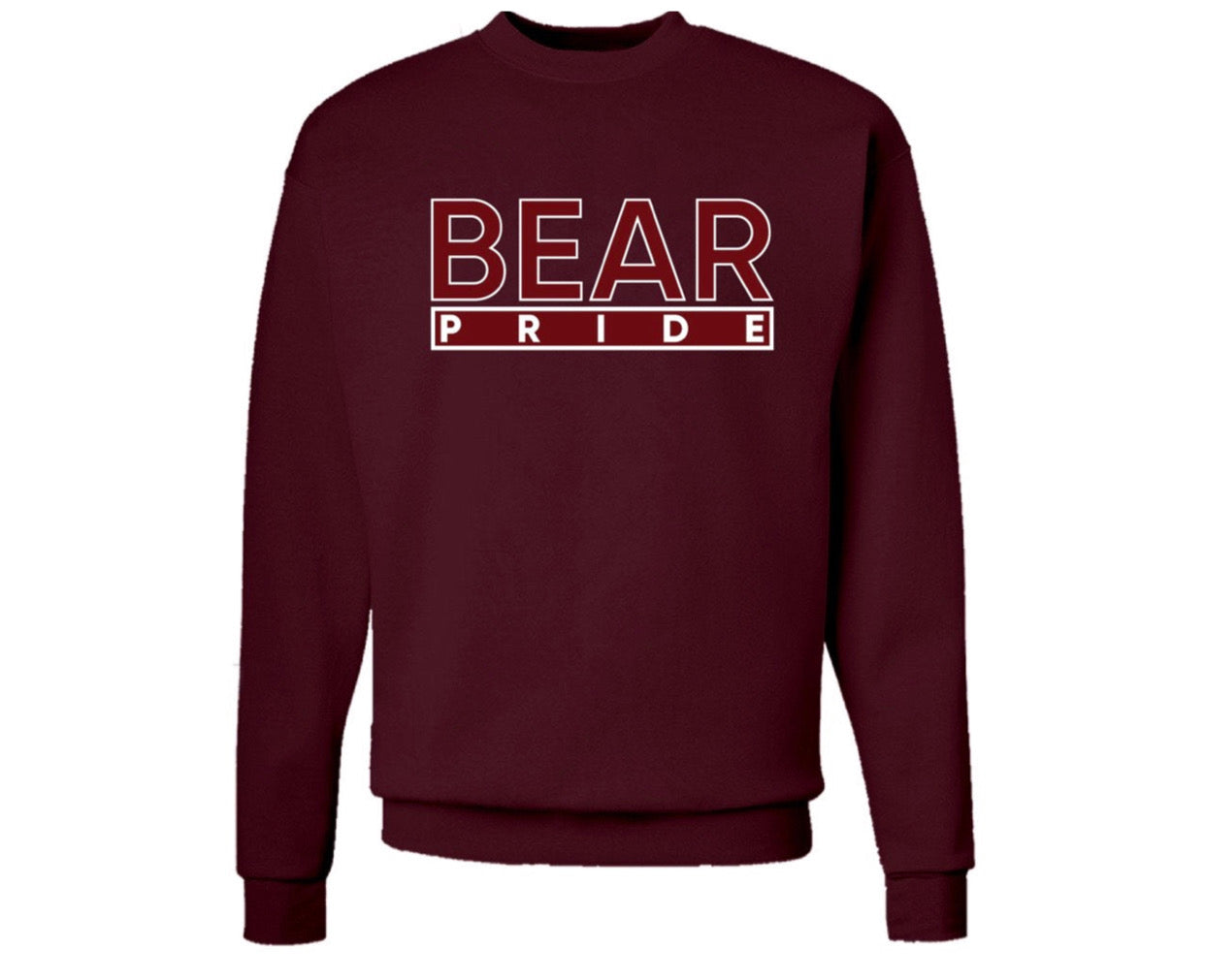 The "Bear Pride" Hoodie/Crew in Maroon/White (NC)