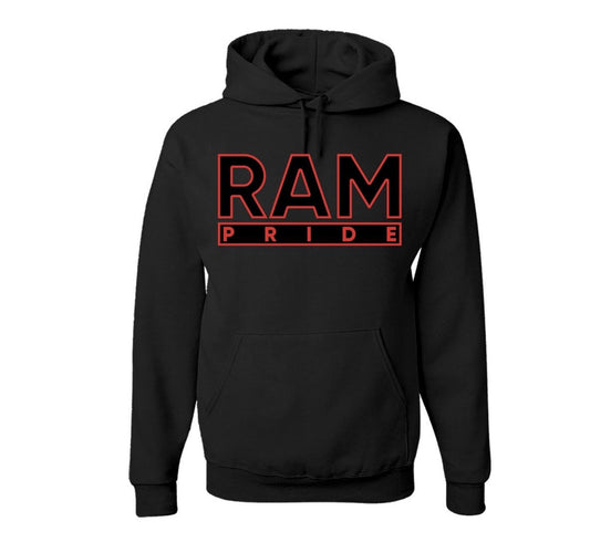 The “Ram Pride” Hoodie/Crew in Black/Red (NC)