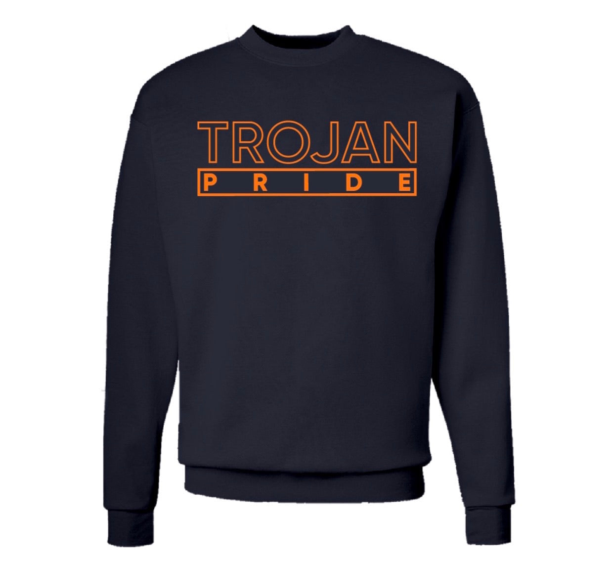 The “Trojan Pride” Hoodie/Crew in Navy Blue/Orange (VA)