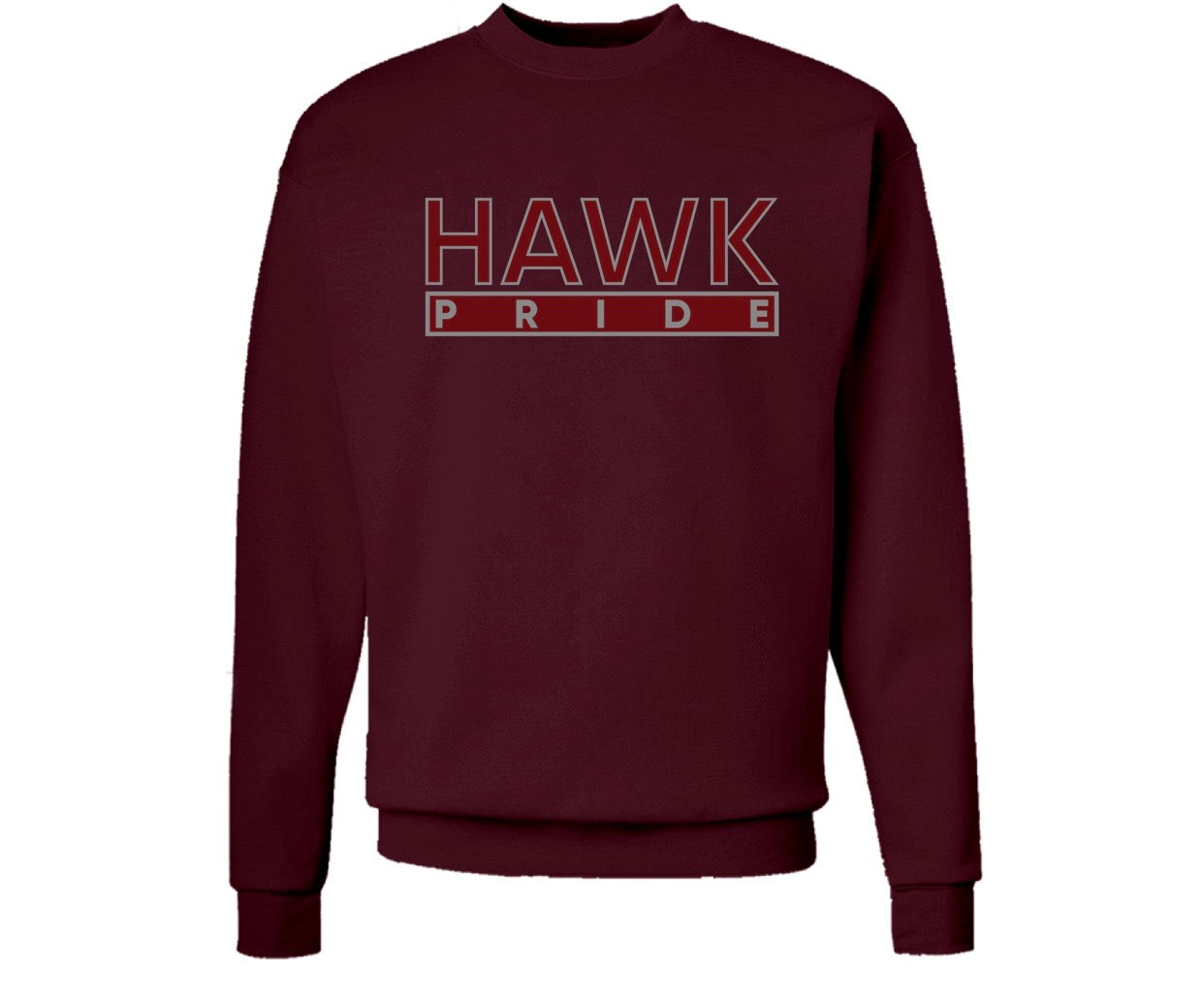 The “Hawk Pride” Hoodie/Crew in Maroon/Grey (MD)