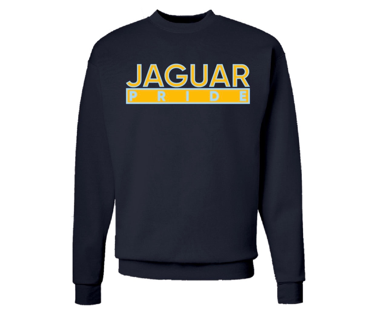 The “Jaguar Pride” Hoodie/Crew in Navy Blue/Columbia Blue/Gold (LA)