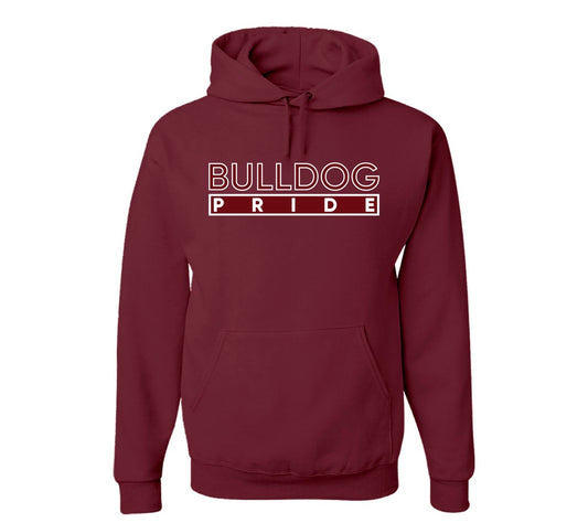 The "Bulldog Pride" Hoodie/Crew in Maroon and White (AL)