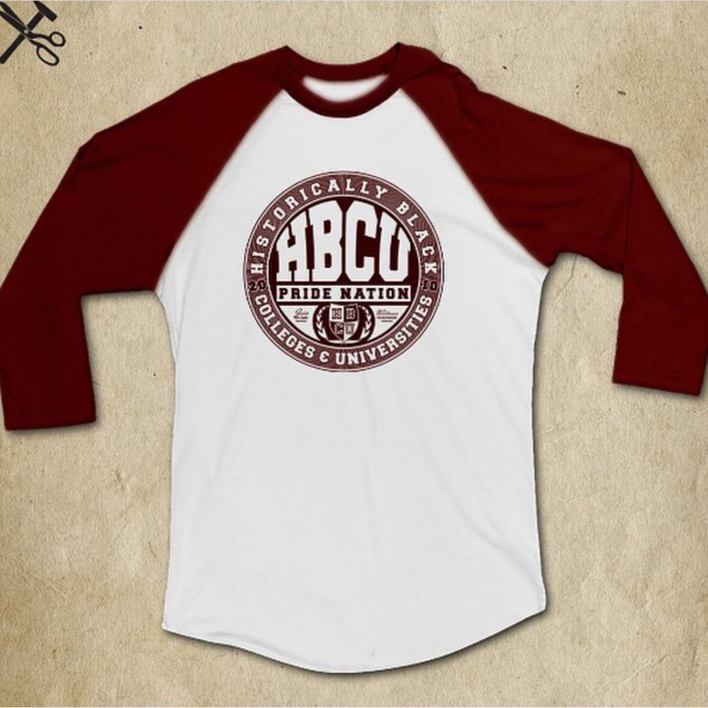 HPN Classic Logo Baseball Tee (Maroon/White)