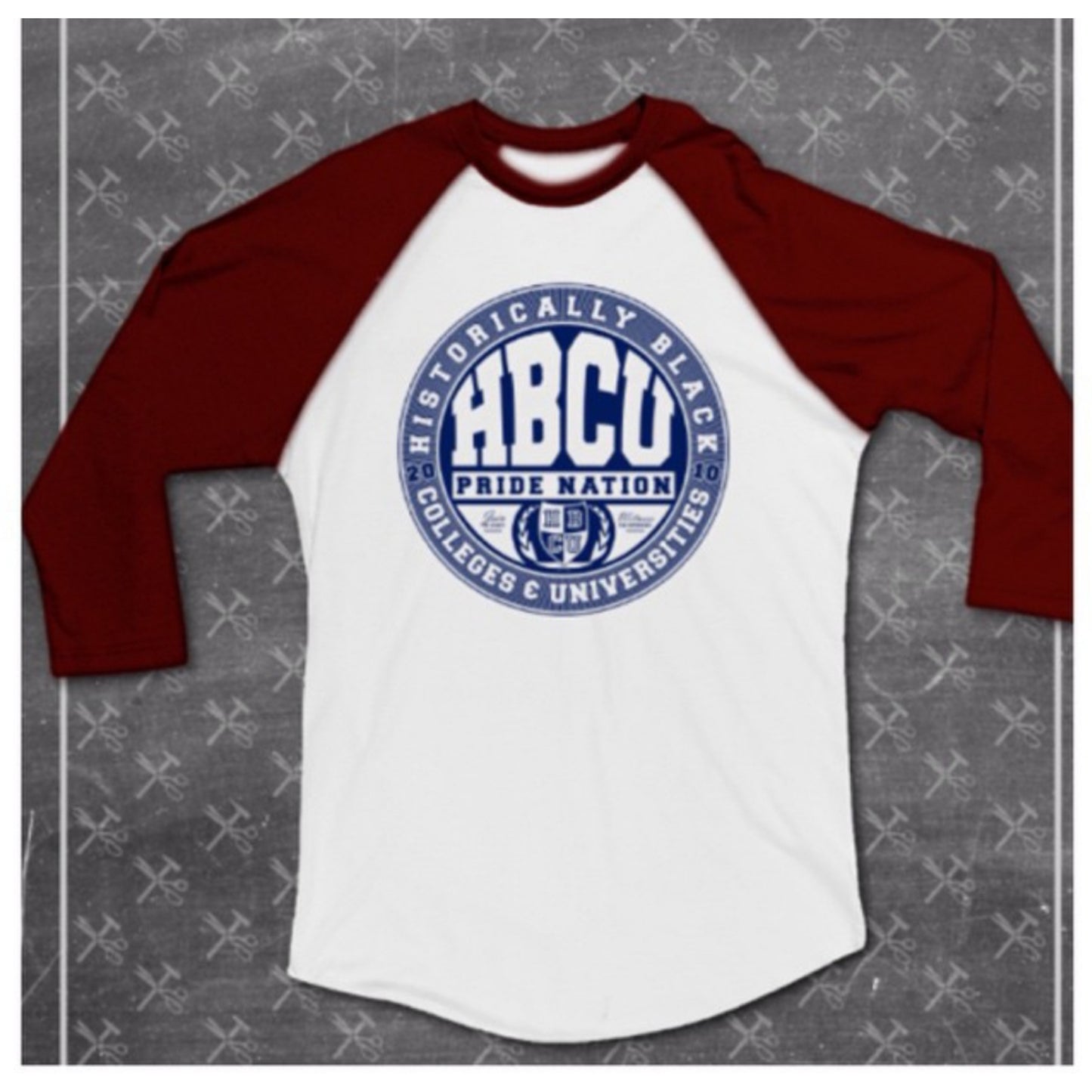 HPN Classic Logo Baseball Tee (Garnet and Blue)