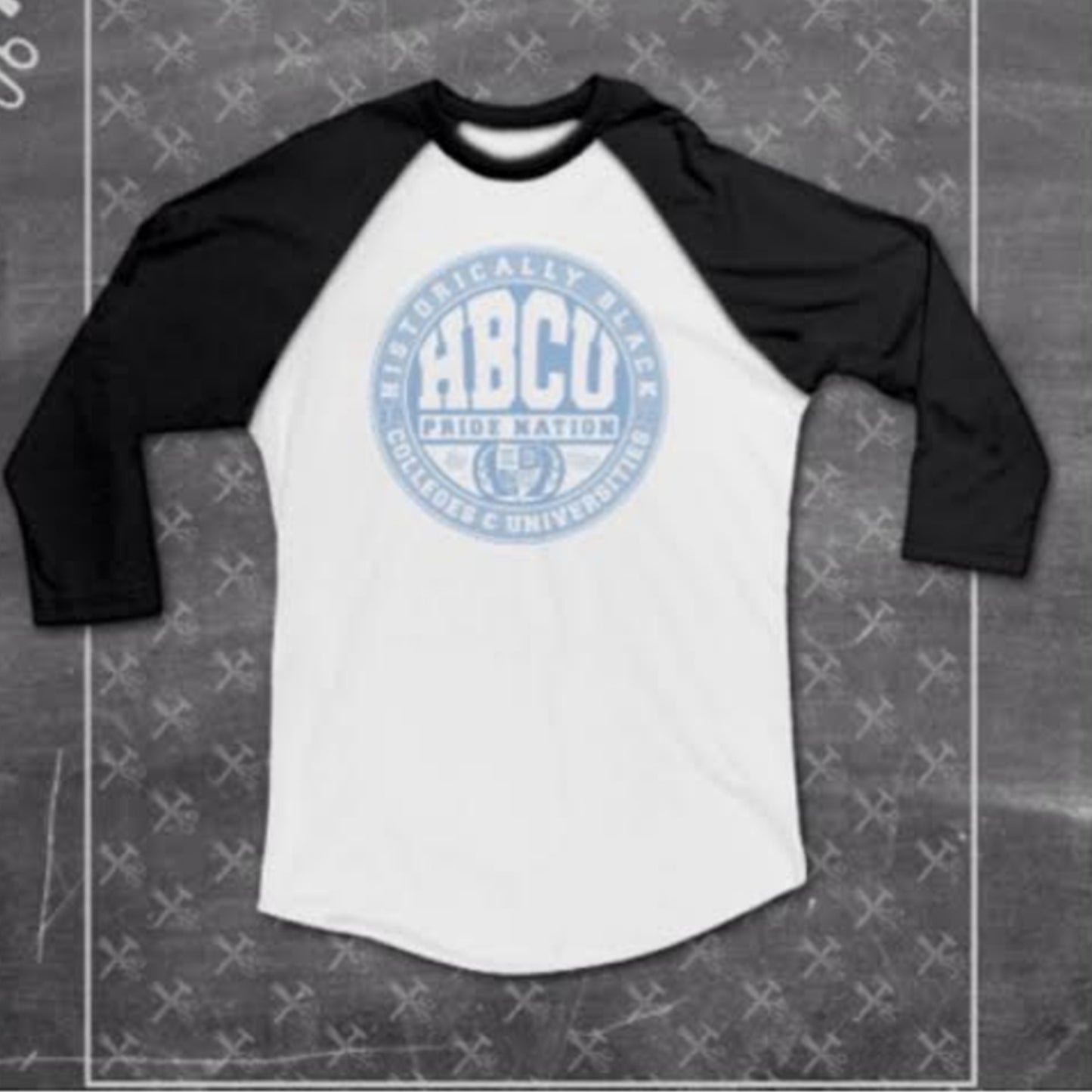 HPN Classic Logo Baseball Tee (Black/White/Columbia Blue)