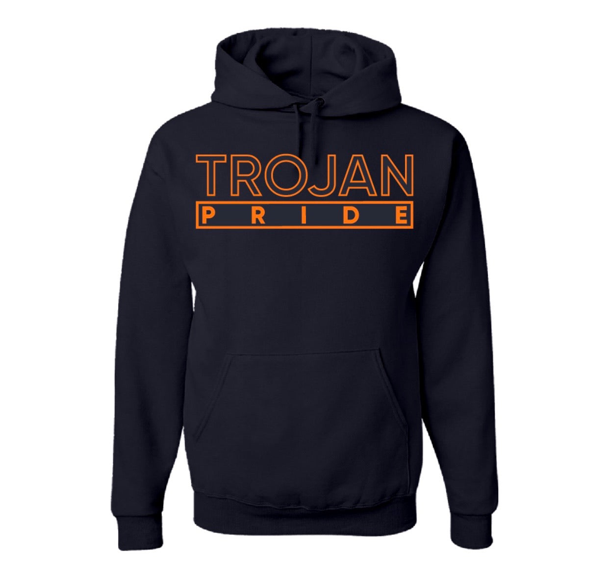 The “Trojan Pride” Hoodie/Crew in Navy Blue/Orange (VA)