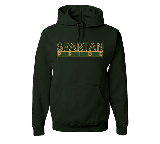 The "Spartan Pride" Hoodie/Crew in Forest Green/Gold (VA)