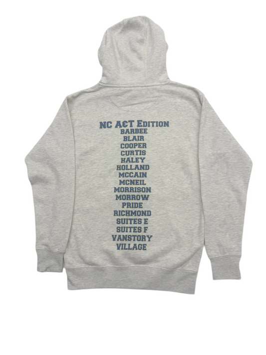 The “Where Dorm Room Dreams Became Degrees” Hoodie in Oatmeal/Navy Blue/Gold