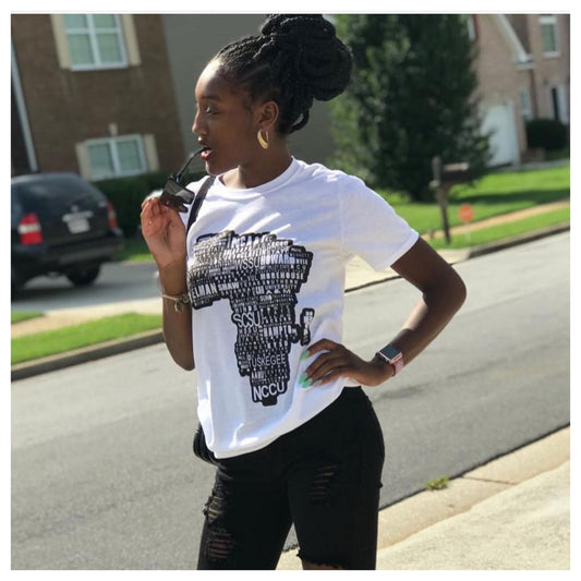 The "Respect Your Roots" HBCU Tee in White and Black
