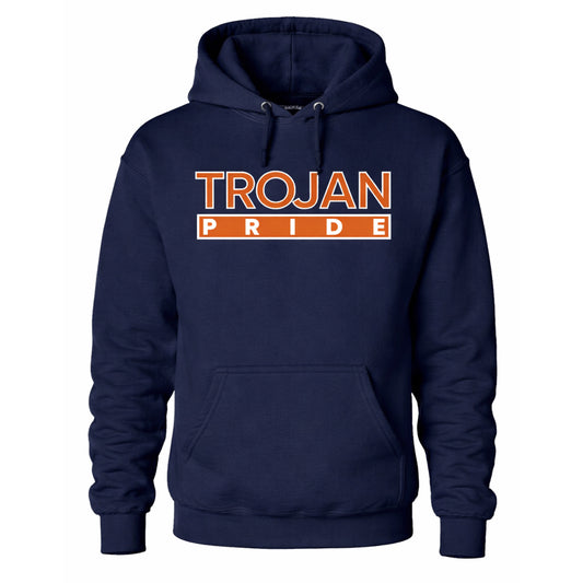 The “Trojan Pride” Hoodie/Crew in Navy Blue/Orange (VA)