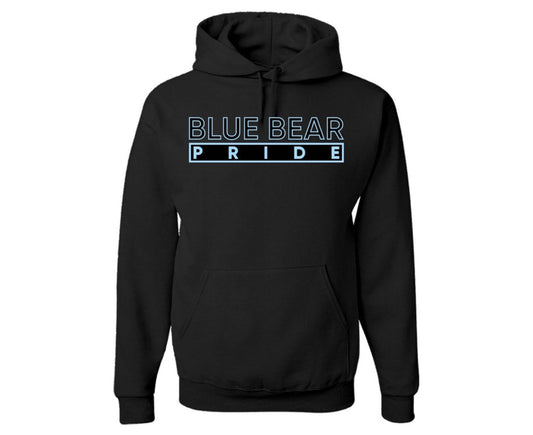 The "Blue Bear Pride" Hoodie/Crew in Black and Columbia Blue (NC)