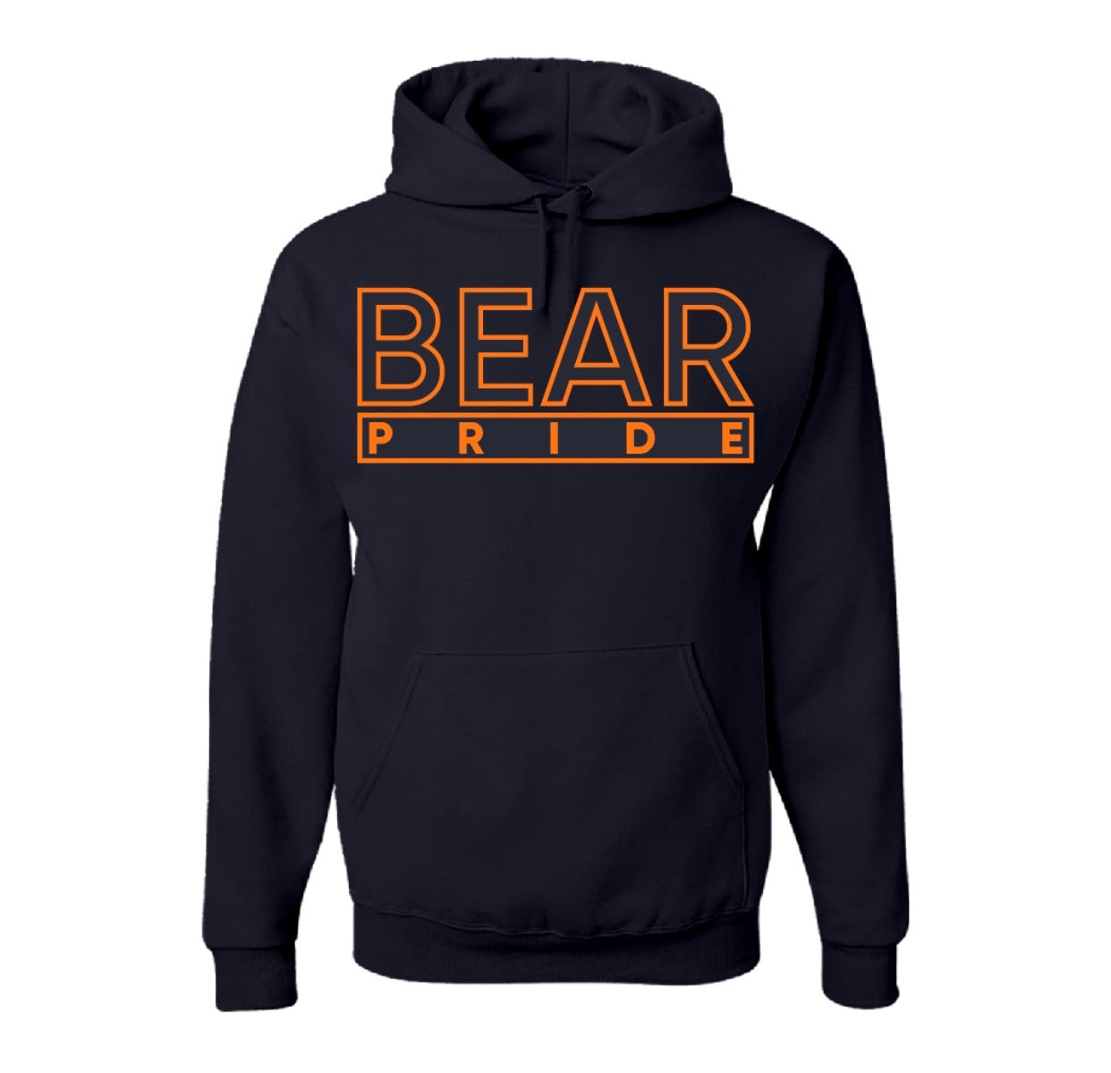 The “Bear Pride” Hoodie in Navy Blue and Orange (MD)