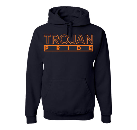 The “Trojan Pride” Hoodie/Crew in Navy Blue/Orange (VA)