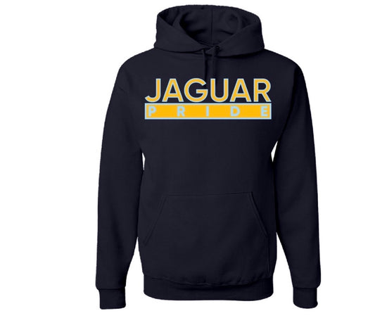 The “Jaguar Pride” Hoodie/Crew in Navy Blue/Columbia Blue/Gold (LA)